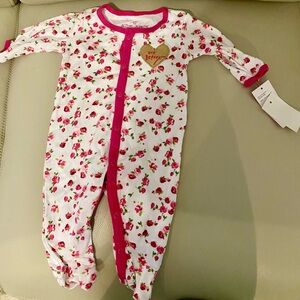 Betsey Johnson Pink and White Footies One Piece